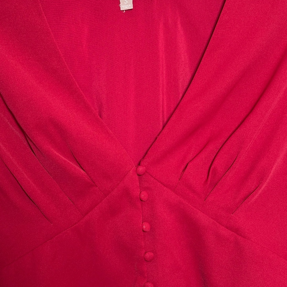 Backyard Roses Deep V Red Blouse - Picture 3 of 5